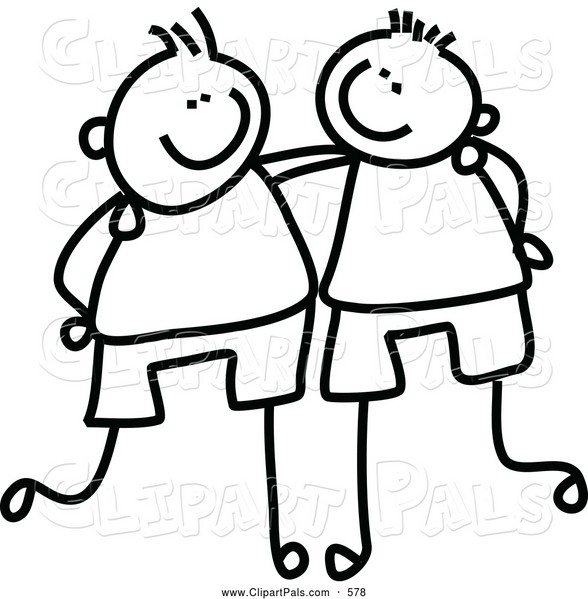 friends clipart black and white cartoon