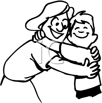 friends clipart black and white hugging