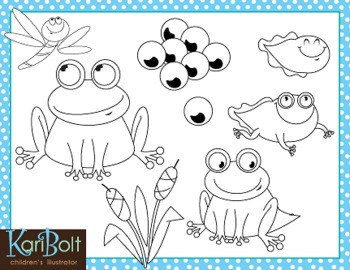 frog clipart black and white life cycle