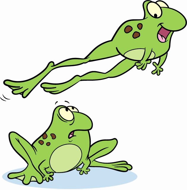 Cute hopping frog.
