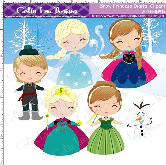 Snow Princess Clipart, Frozen Princess Digital Clipart