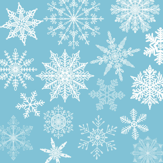 Frozen Snowflakes ClipArt White Winter Clip Art by