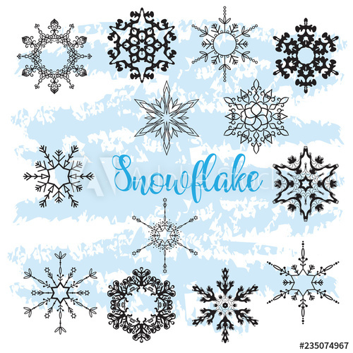 Frozen Snowflake ClipArt black color, Winter Clip Art