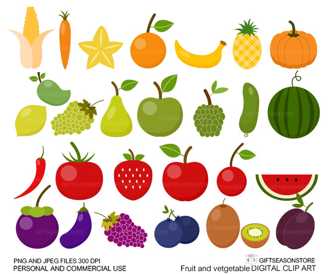fruits and vegetables clipart