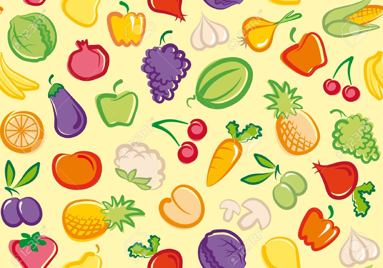 Fruits and vegetables background clipart