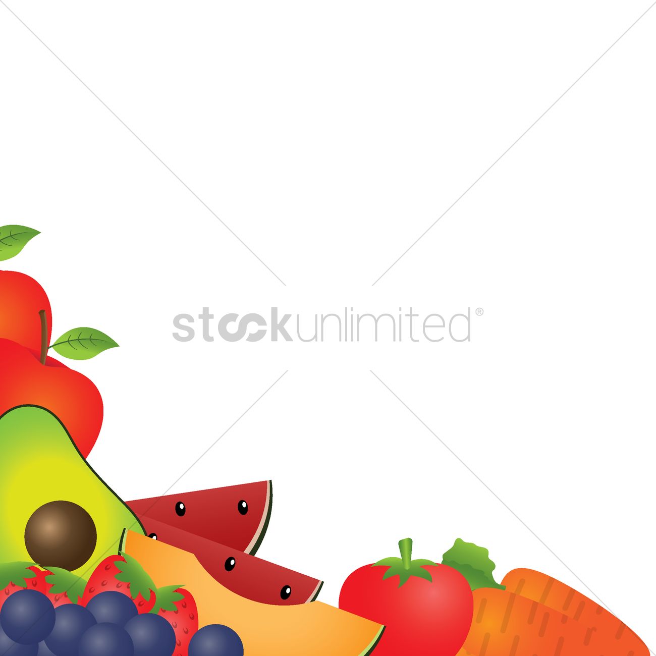 Fruits and vegetable background design Vector Image