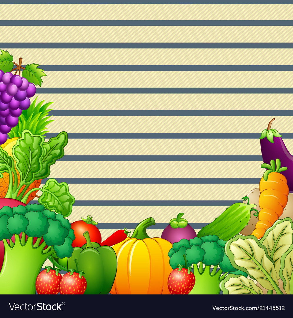 Paper design background with vegetables and fruits