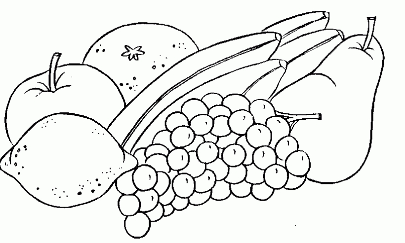 fruits and vegetables clipart black