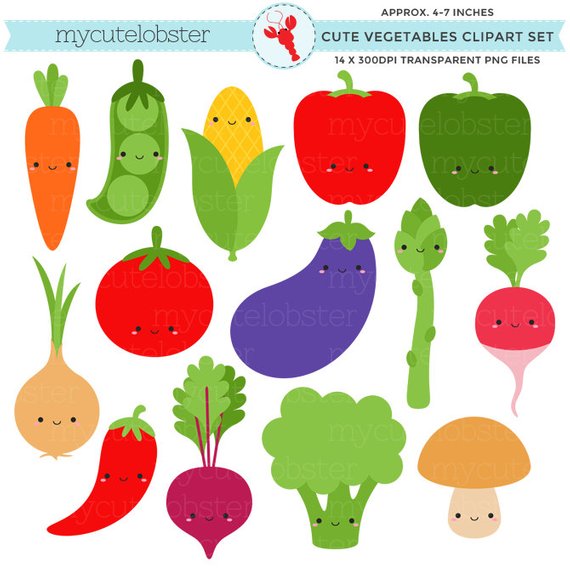 Cute Vegetables Clipart Set