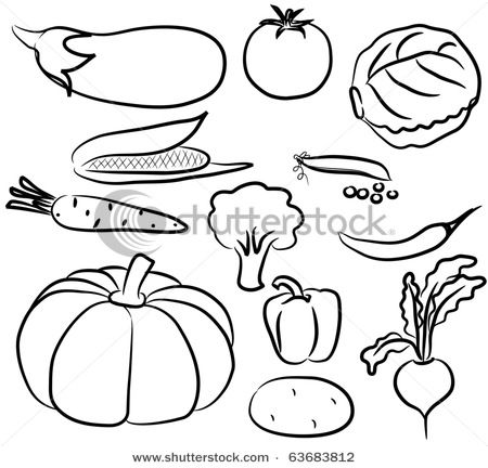 Fruits And Vegetables Clip Art Black And White Drawings Of