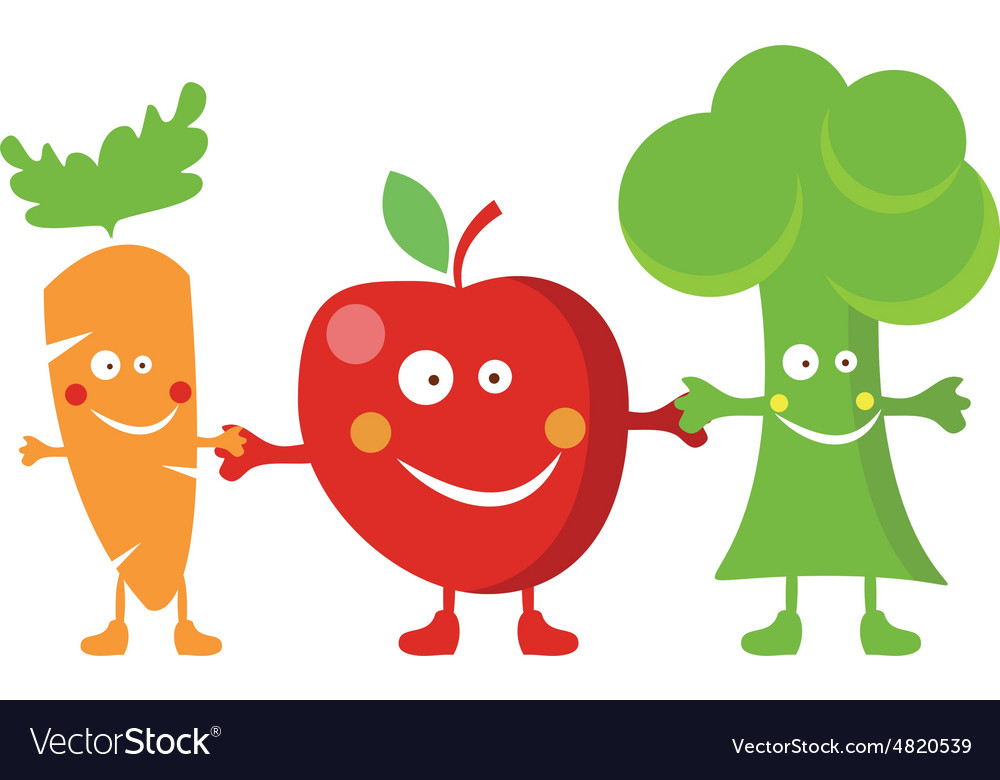 Happy fruit and vegetables characters