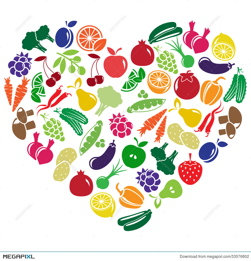 Vegetables clipart heart, Vegetables heart Transparent FREE