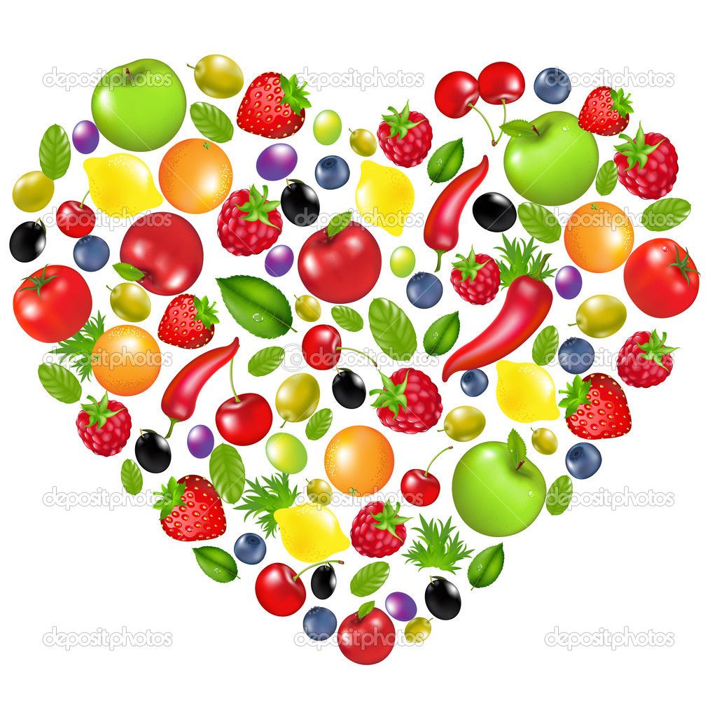 fruits and vegetables clipart heart