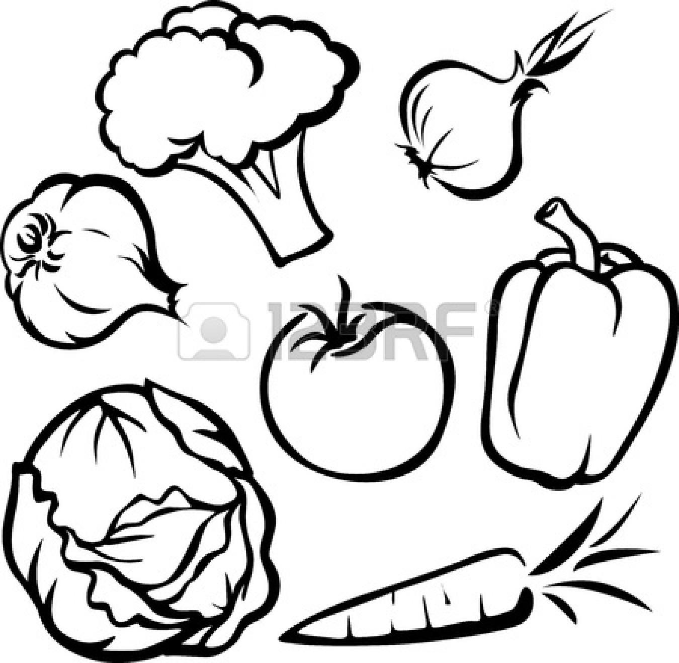 Fruit And Vegetable Clipart Black And White