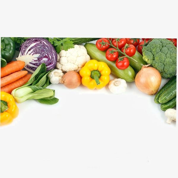 Vegetables border fruits.