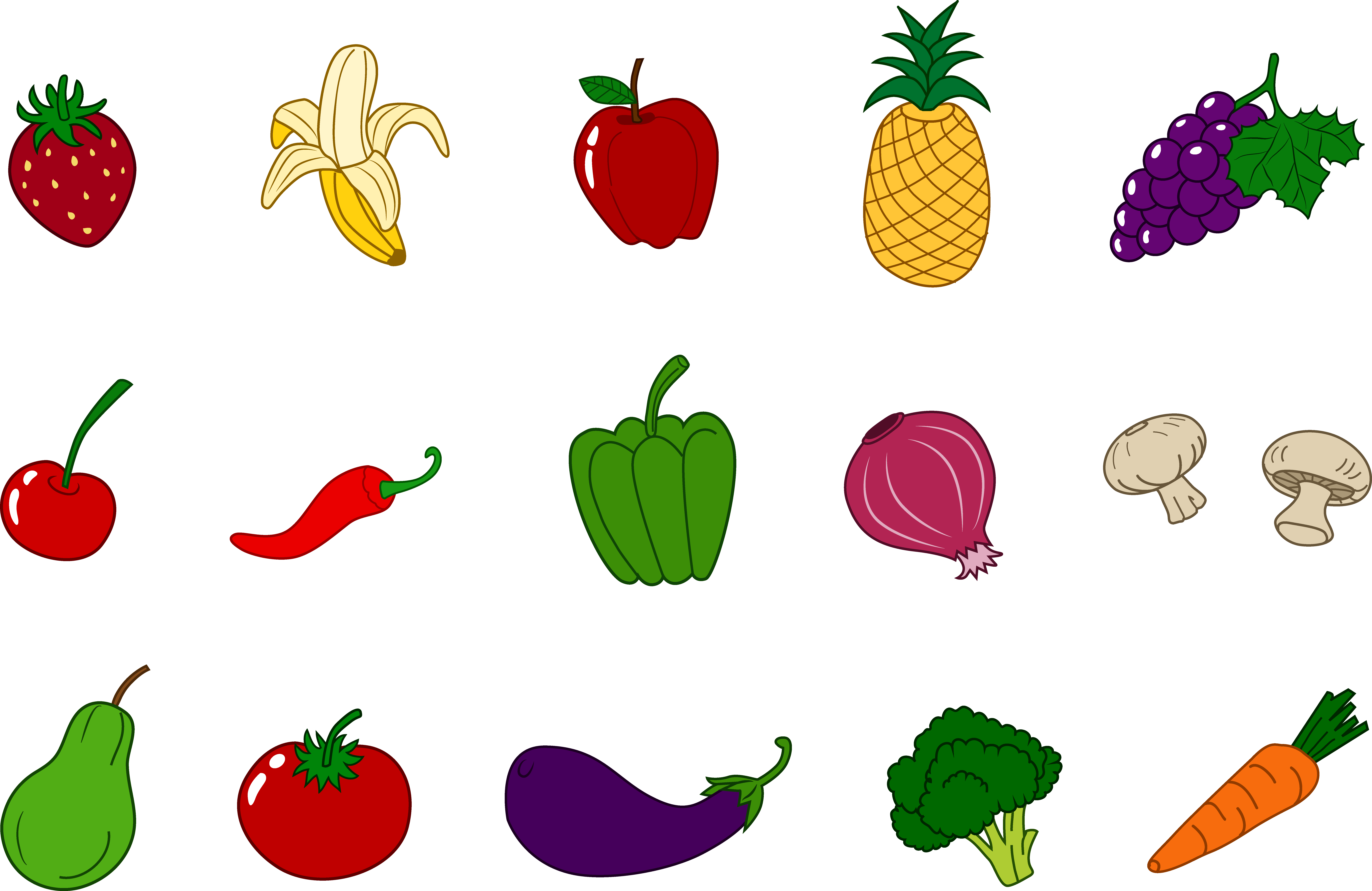 Fruits and Vegetables Clipart Set