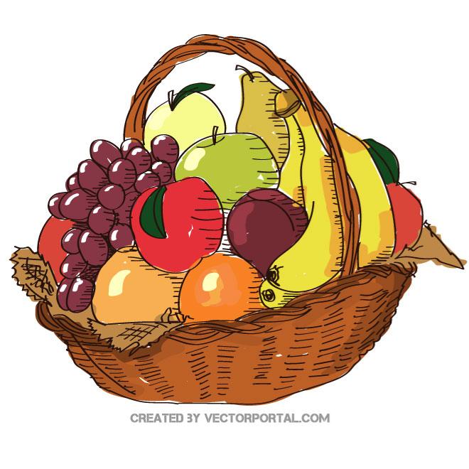 Basket fruits clipart.
