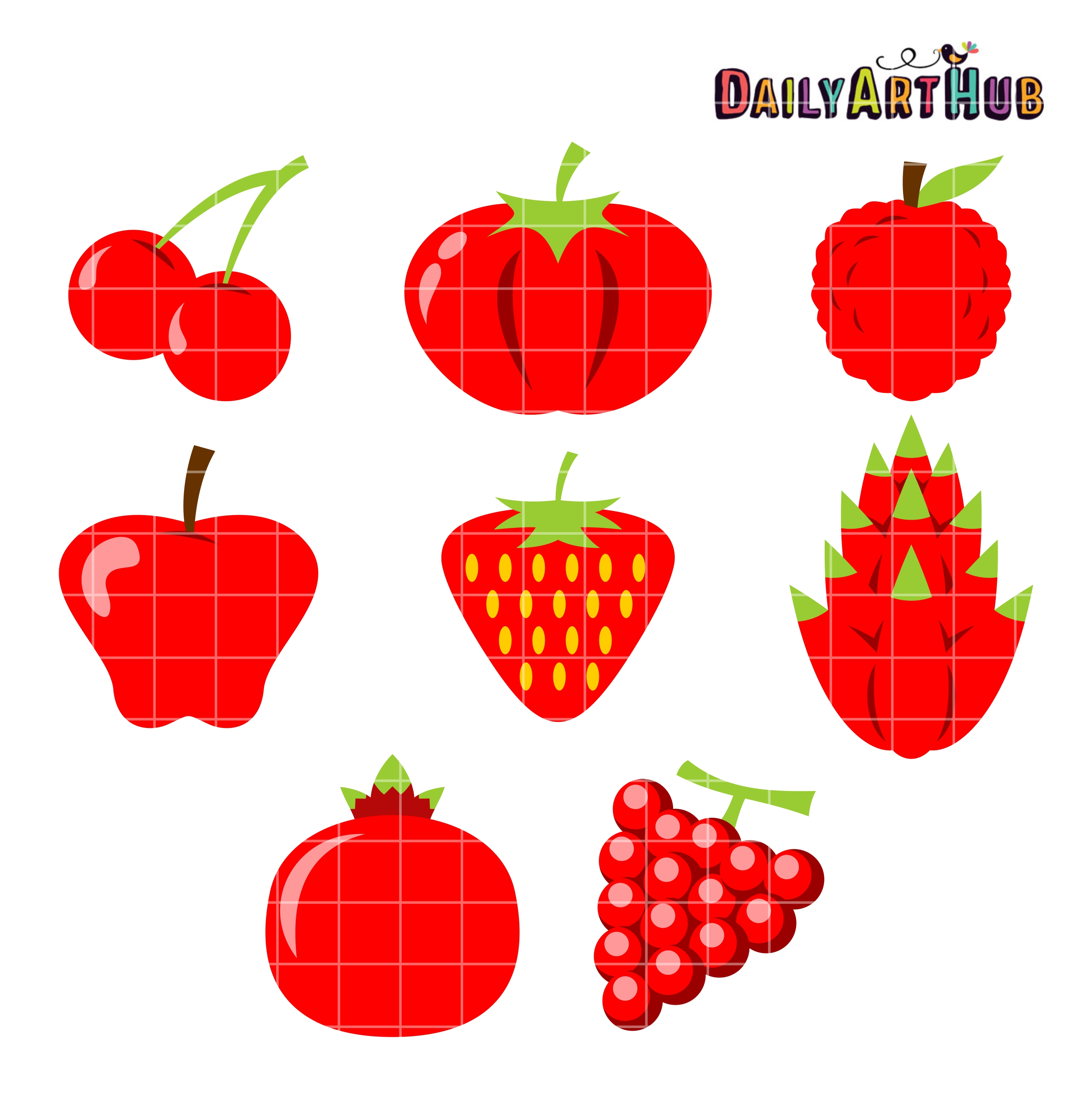 Red Fruits Clip Art Set