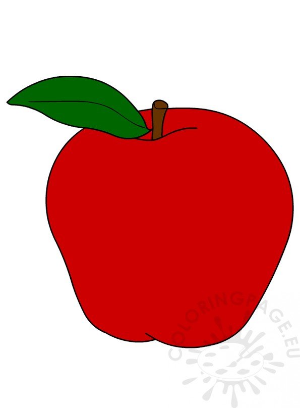 Single red apple Red fruit clipart