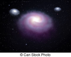 Andromeda galaxy illustrations.