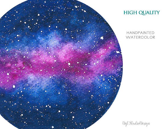 Watercolor galaxy clipart Planets space clipart, nebula