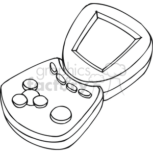 Black and white outline of a game system clipart