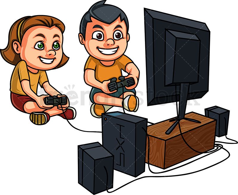 Kids Playing Video Games On Console