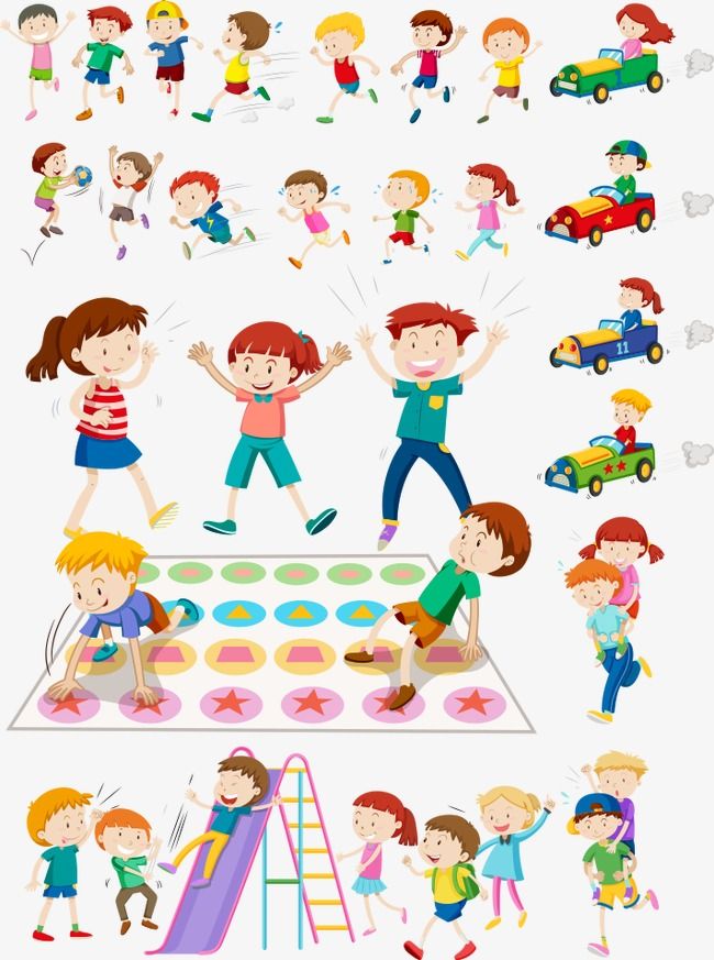 Vector Kids Playing Games, Kids Clipart, Games Clipart