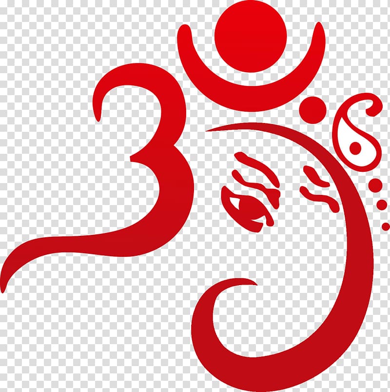 Red om symbol, Ganesha , ganpati transparent background PNG