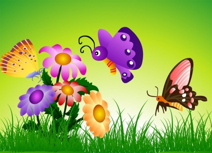 Butterfly in the garden clipart