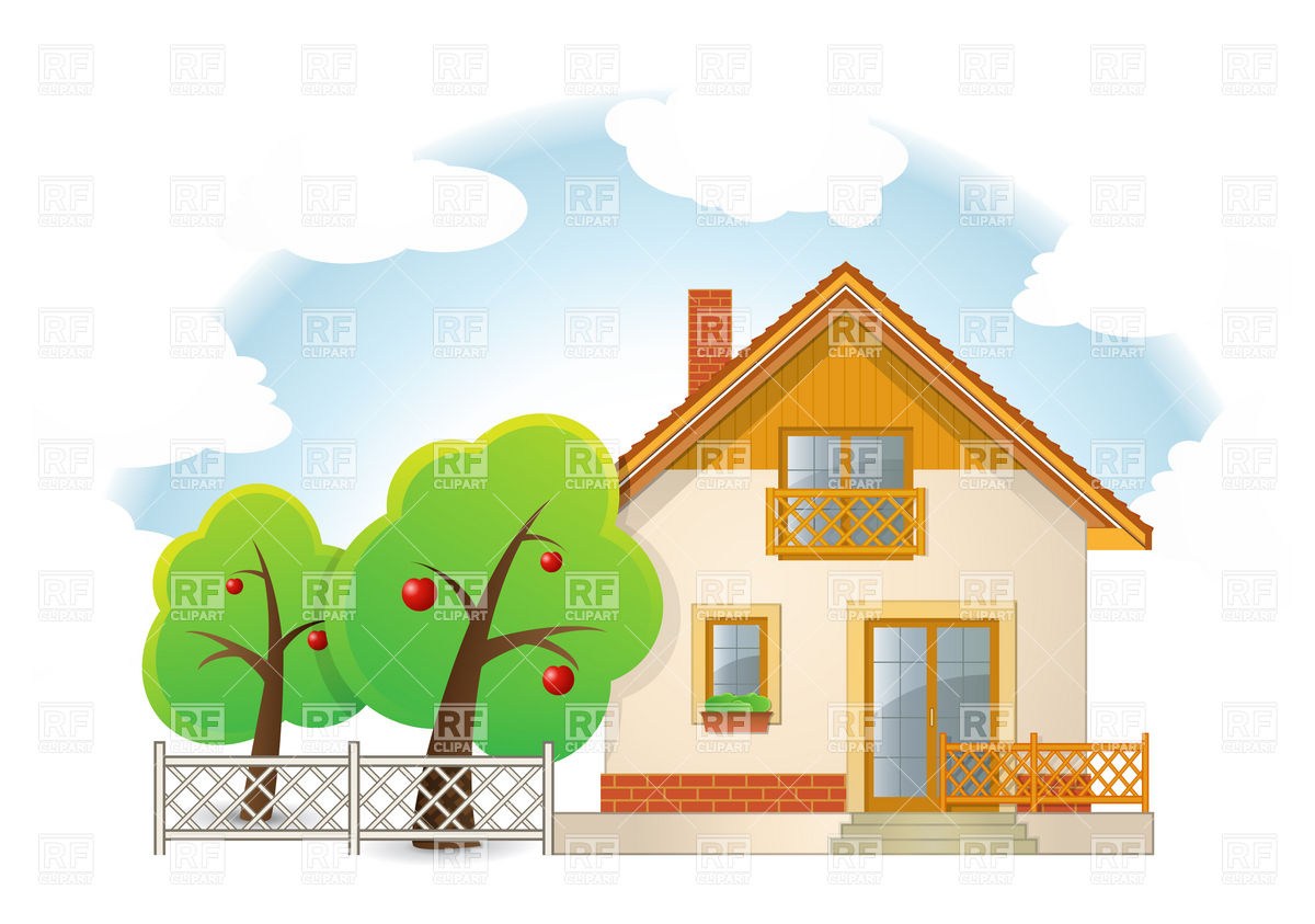 House with garden clipart