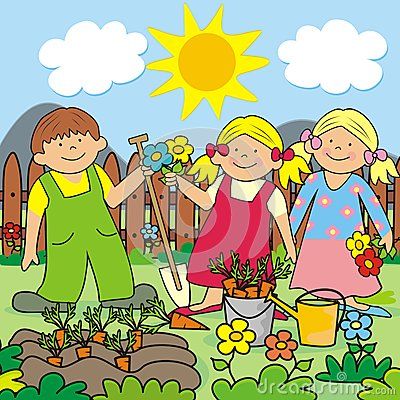 Illustration of Kids Gardening