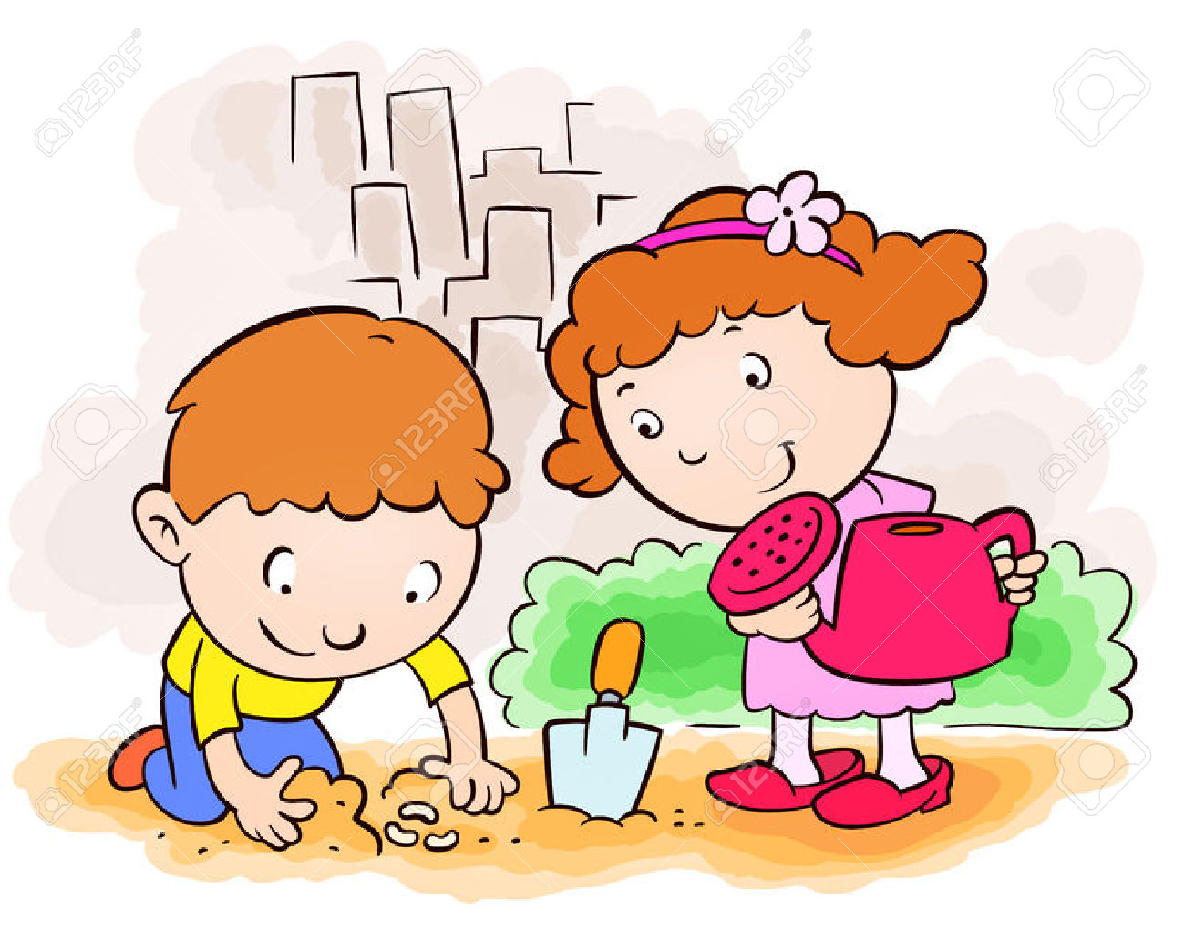 Kids Gardening Clipart