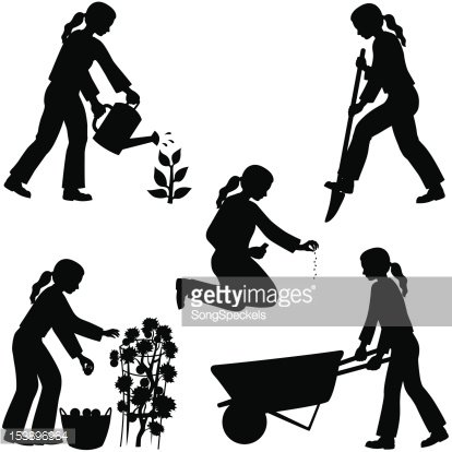 Gardening silhouettes clipart.