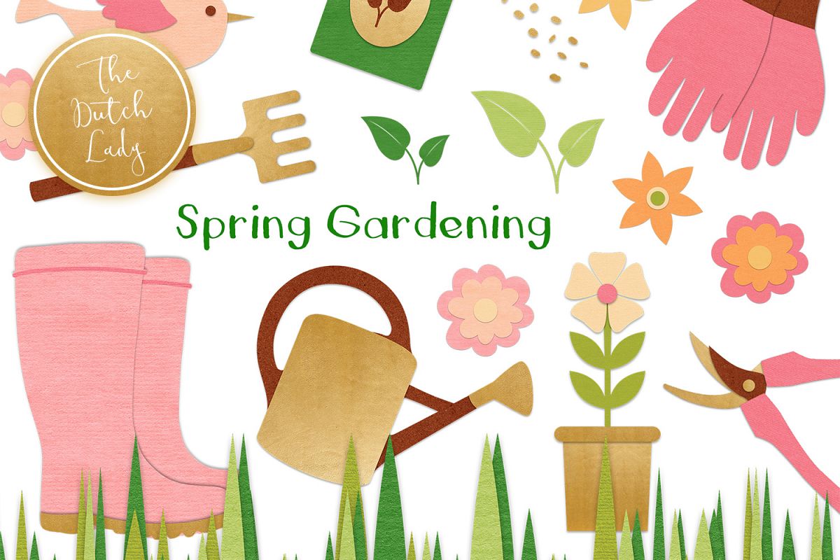Spring Gardening Tools Clipart Set