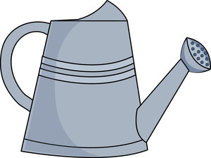 Clip art image of a cartoon watering can