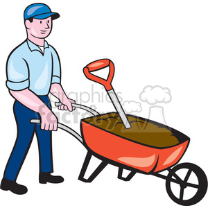 Gardener wheelbarrow ISO clipart