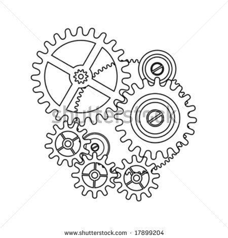 Clock gear shape blueprint outline by sgame, via