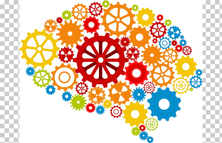 Human brain , Creative Brain Gear, multicolored gears