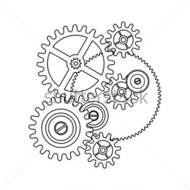 Clock Gear Shape Blueprint Outline stock vector