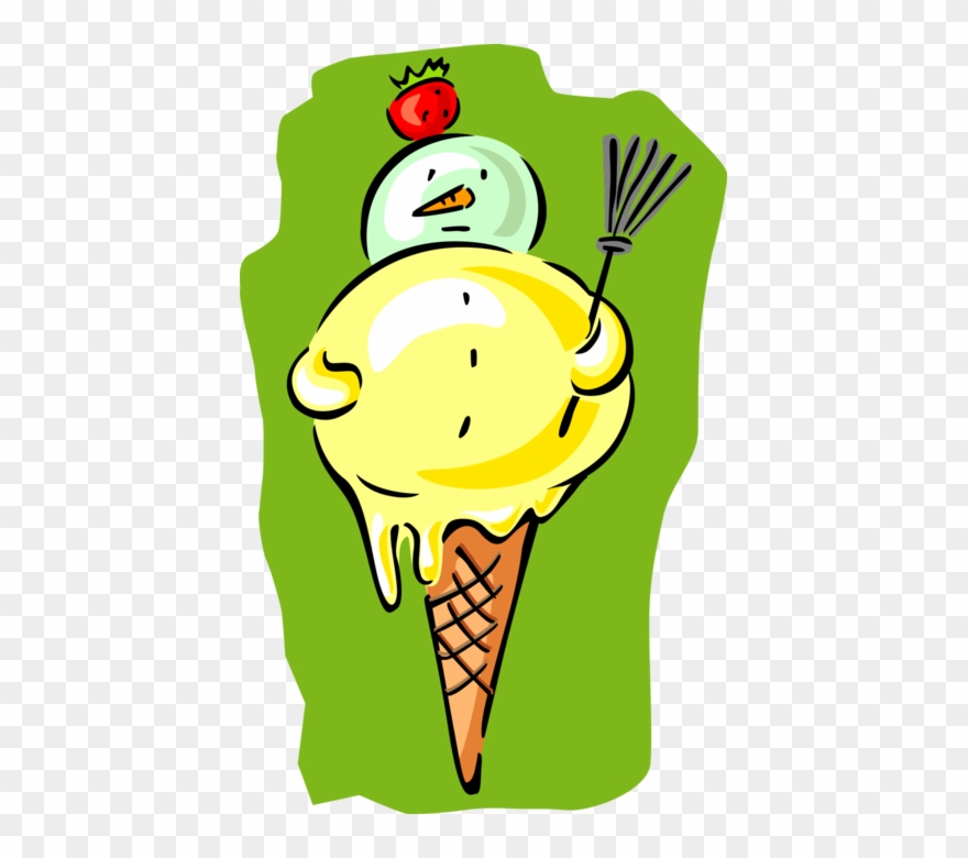 Vector Illustration Of Gelato Ice Cream Cone Snowman