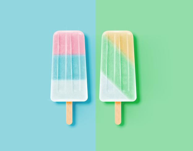 Realistic icecream bars, divided background, vector