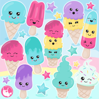Sale summer ice cream clipart commercial use, vector graphics, digital
