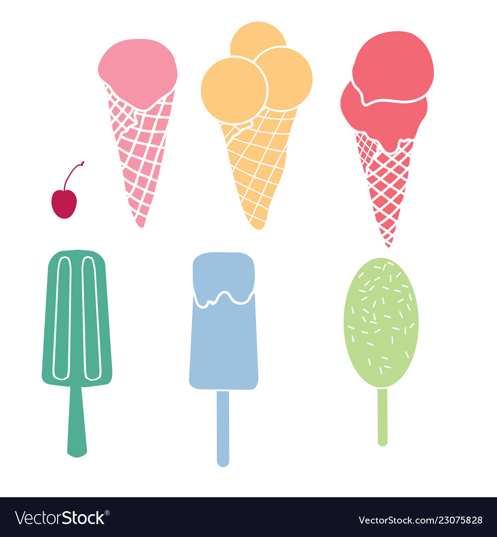 Colorful ice cream symbols set