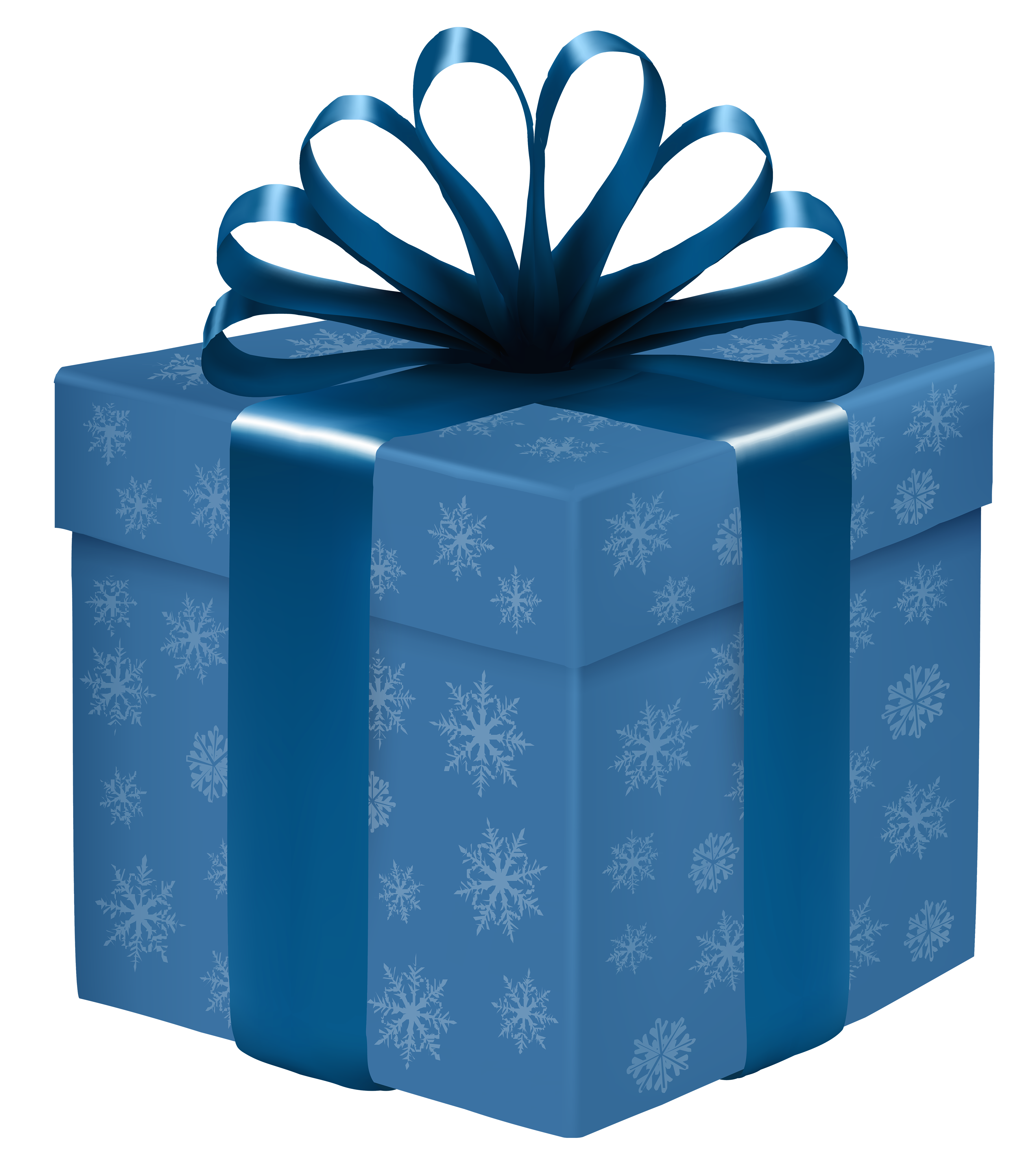 Blue Gift Box with Snowflakes PNG Clipart