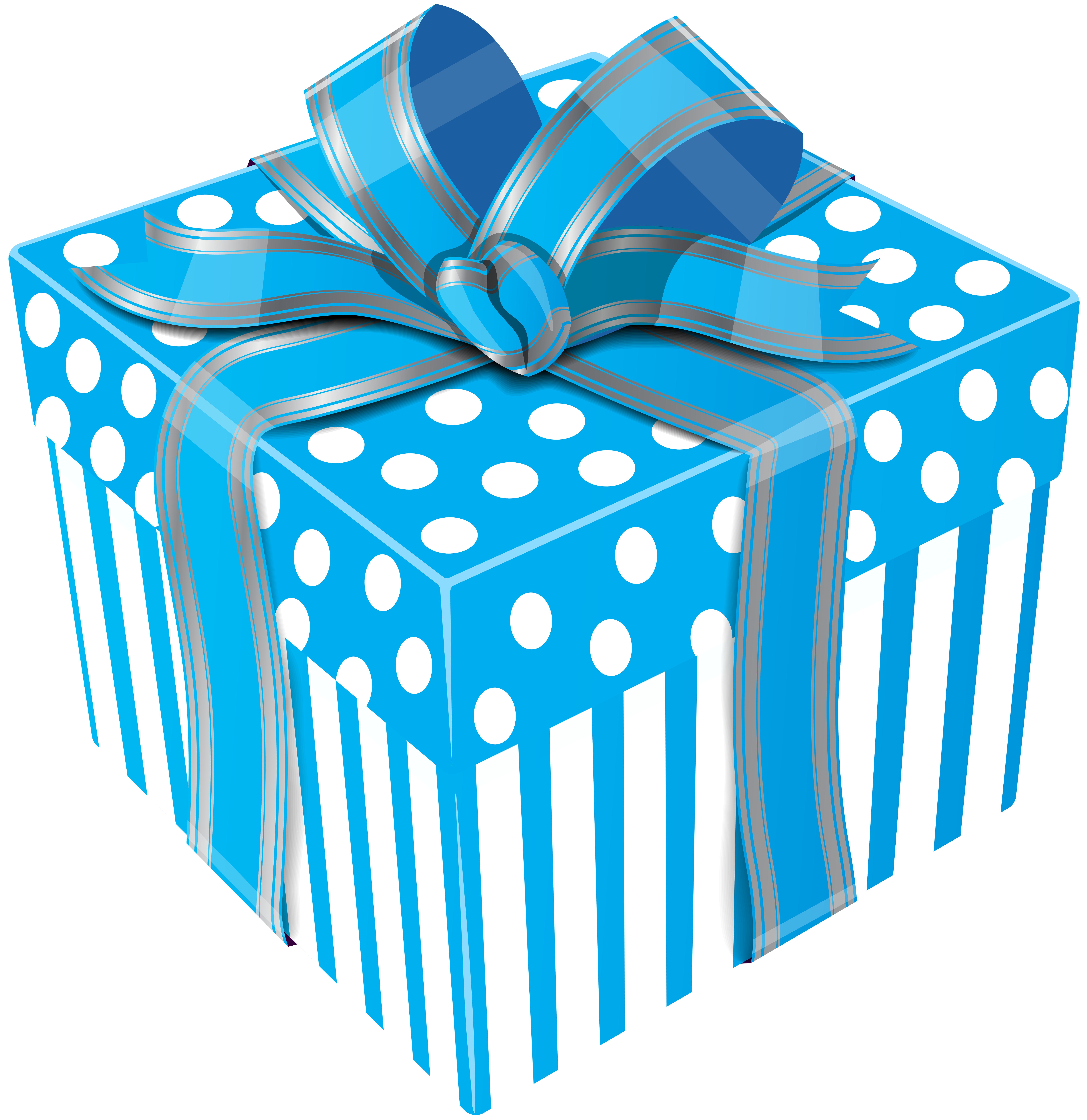 Cute Blue Gift Box Transparent PNG Clip Art Image