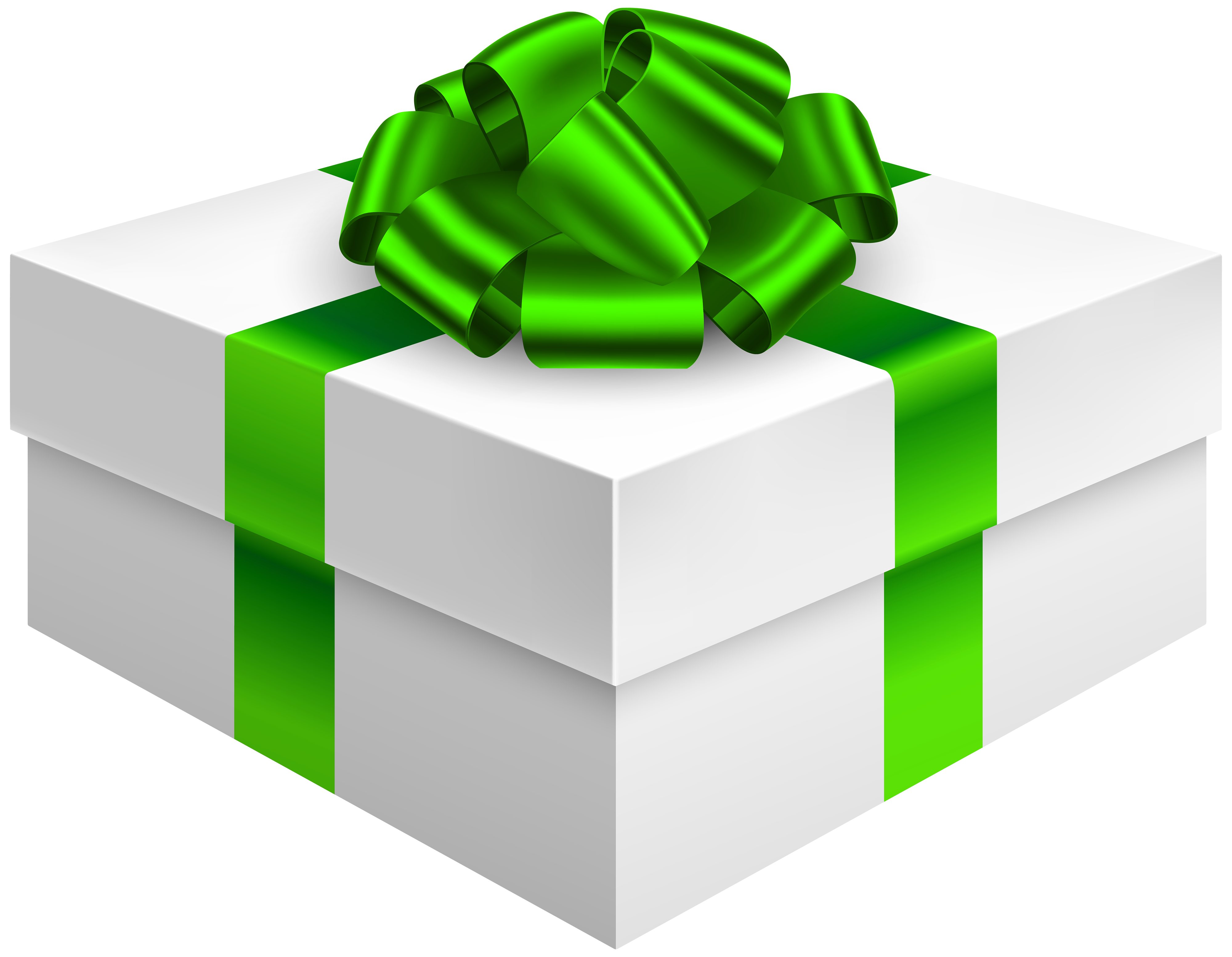 Gift Box with Bow in Green PNG Clipart