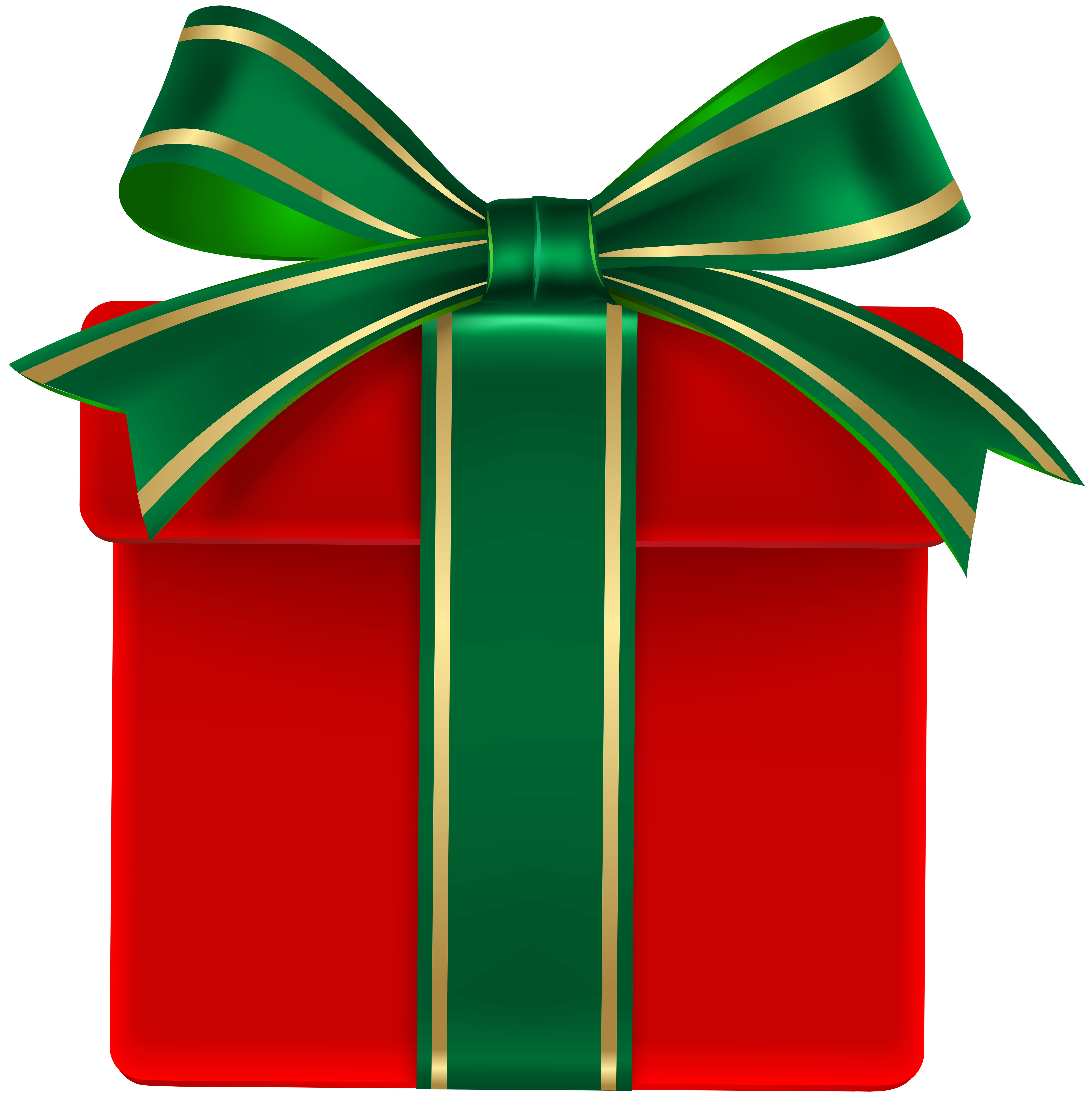 Red Gift Box with Green Bow PNG Clip Art Image