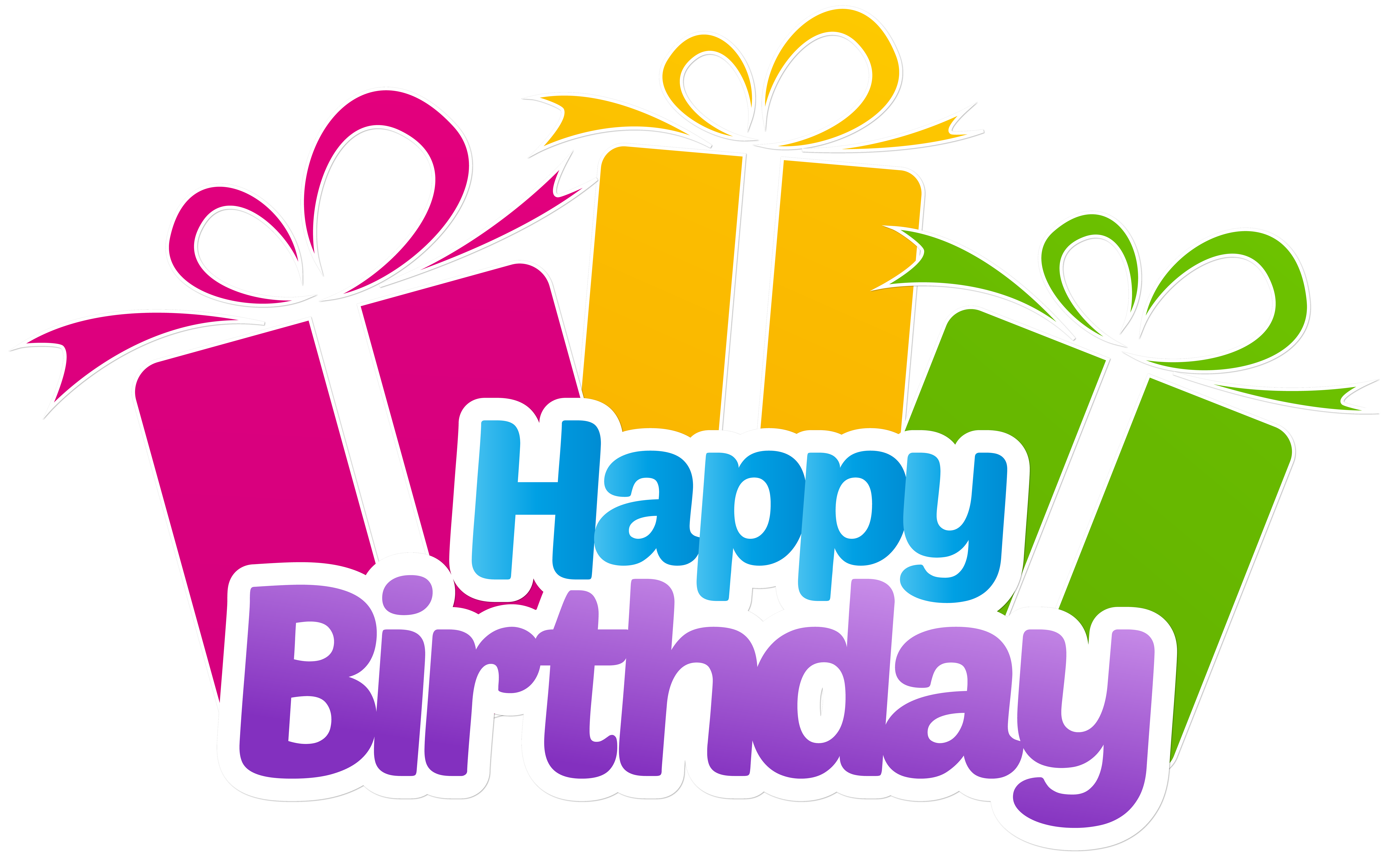 Happy Birthday with Gifts PNG Clip Art Image