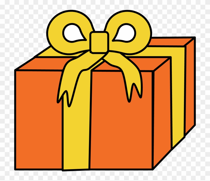 Gift, Orange Wrapping Paper, Yellow Ribbon,